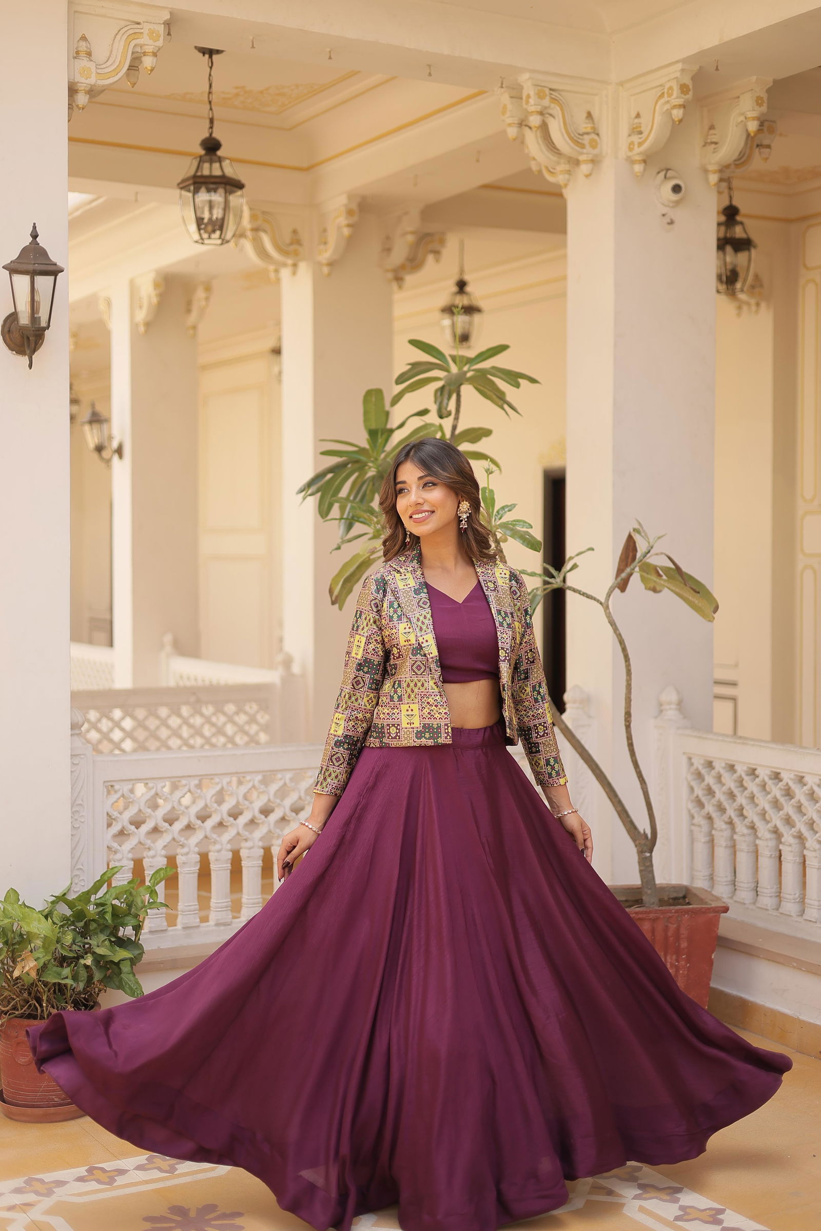 KA 5033 Chinon Printed Designer Indo Western Wholesale Price In Surat